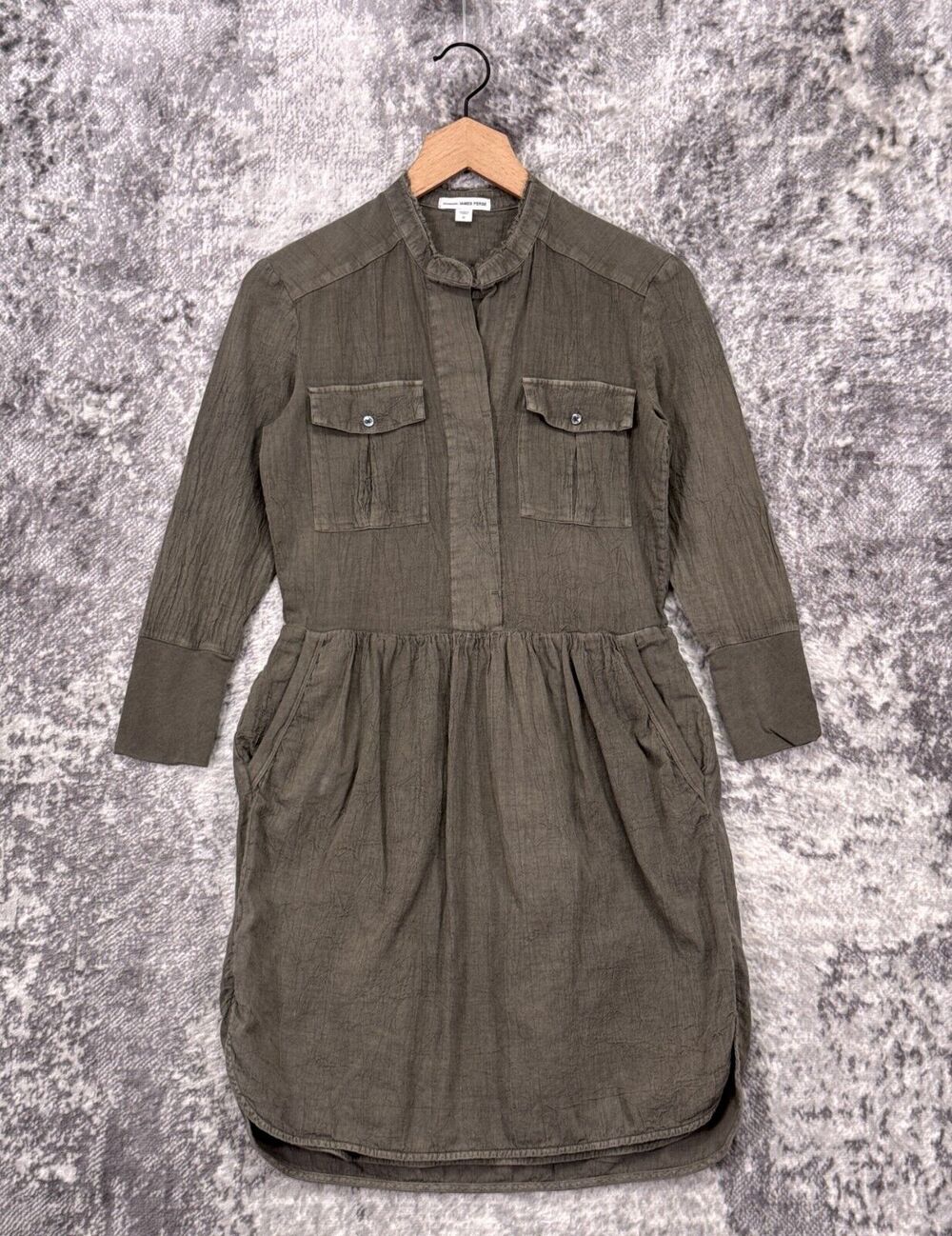 James Perse Dress 0 / XS Womens Green Woven Utility Pocket Shirt Style